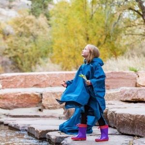 🏝Sierra Designs Youth Poncho w/hood Blue One Size